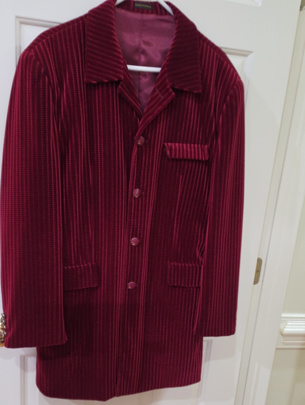 Pontelli Uomo Burgundy Ribbed Corduroy Velour Blazer - Size 40R